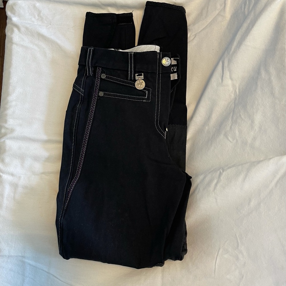 Prikeur Black Breeches with White Stitches